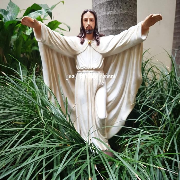 Patung Yesus Memberkati Putih 45 cm