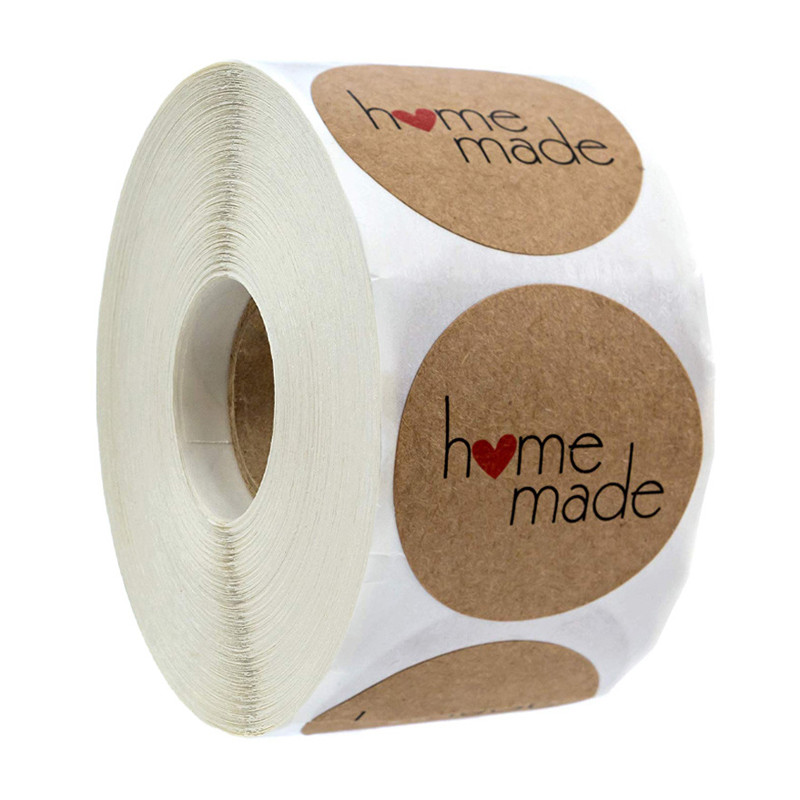 

100-500pcs Kraft Paper Homemade With Love Stickers Scrapbooking For Envelope And Package Handmade Seal Labels Sticker Stationery