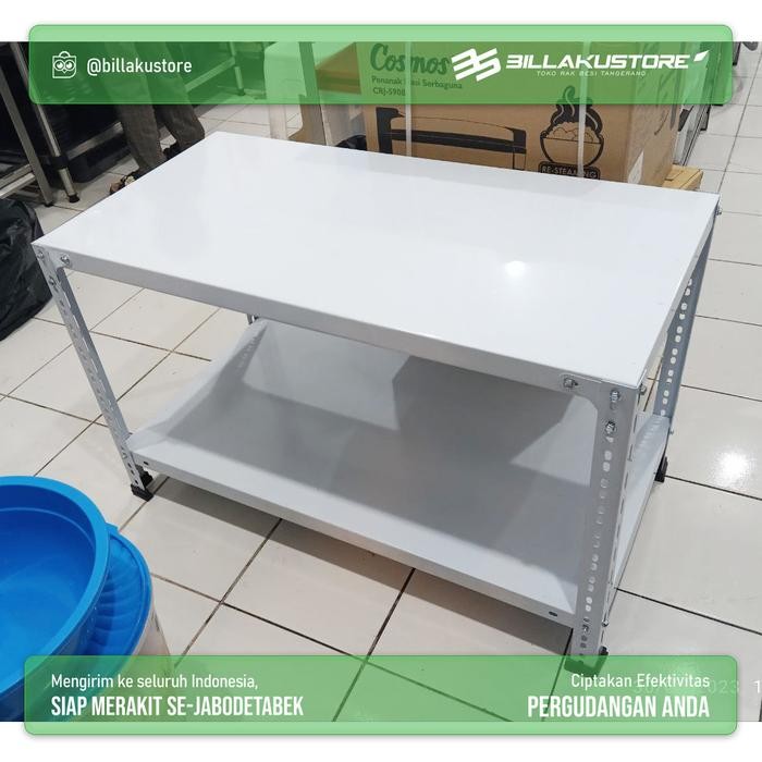 Rak besi siku lubang 2 susun ukuran lengkap - besi tebal - 100x30x70