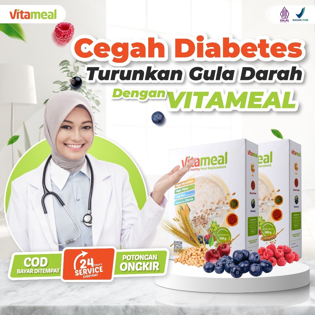 

NEW VITAMEAL- Sereal diet food Makanan Sehat Sereal Diabetes Multigrain Ampuh Menstabilkan Gula Darah Tinggi Menagkal Diabetes Kolesterol Herbal Alami Tanpa Efek Samping Obat Diabetes Sereal Diet Pengganti Makan Snack Sehat Susu Diabetes Vitameal Sereal P