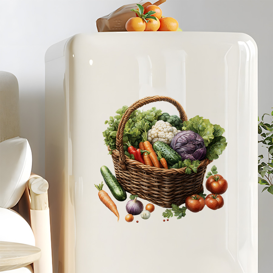 

Cute Fruit and Veggie Fridge Decals-Waterproof Cartoon Kitchen Stickers, Removable Refrigerator Art for Family Home Decor