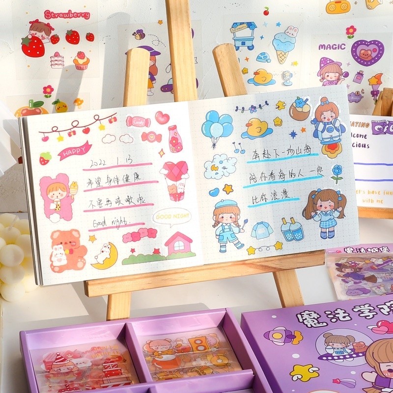 

100 Lembar Sticker Momo Sanrio Labubu Motif Kartun Korea Lucu Anti Air Dekorasi Handbook Scrapbook DIY