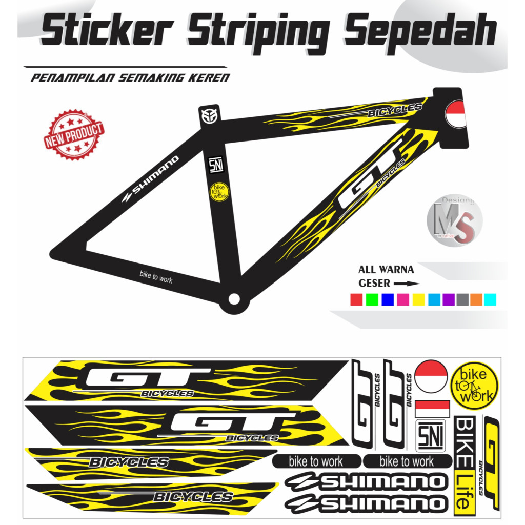 STICKER Striping Variasi Bike Stiker Sepeda Set GT EXTRIME STILE Y59