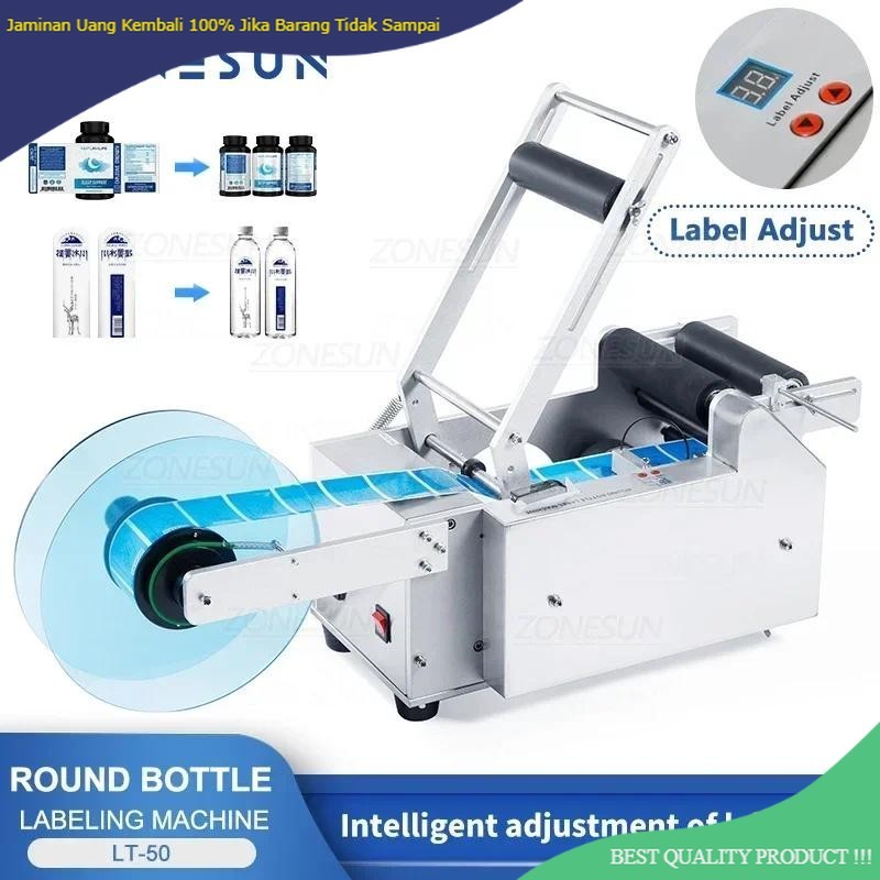 

ZONESUN Round Bottle Label Machine Plastic Labeling Sticker Machine Label Dispenser Machine Label Applicator ZS-LT50