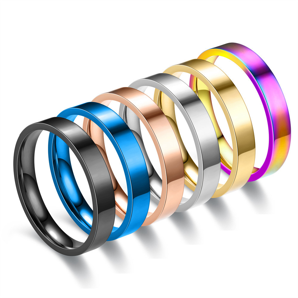 

4mm Simplicity Flat Stainless Steel Rings Japanese Korean Fashion Glossy Titanium Steel Finger Rings Youth Boy Girl Jewelry Gift