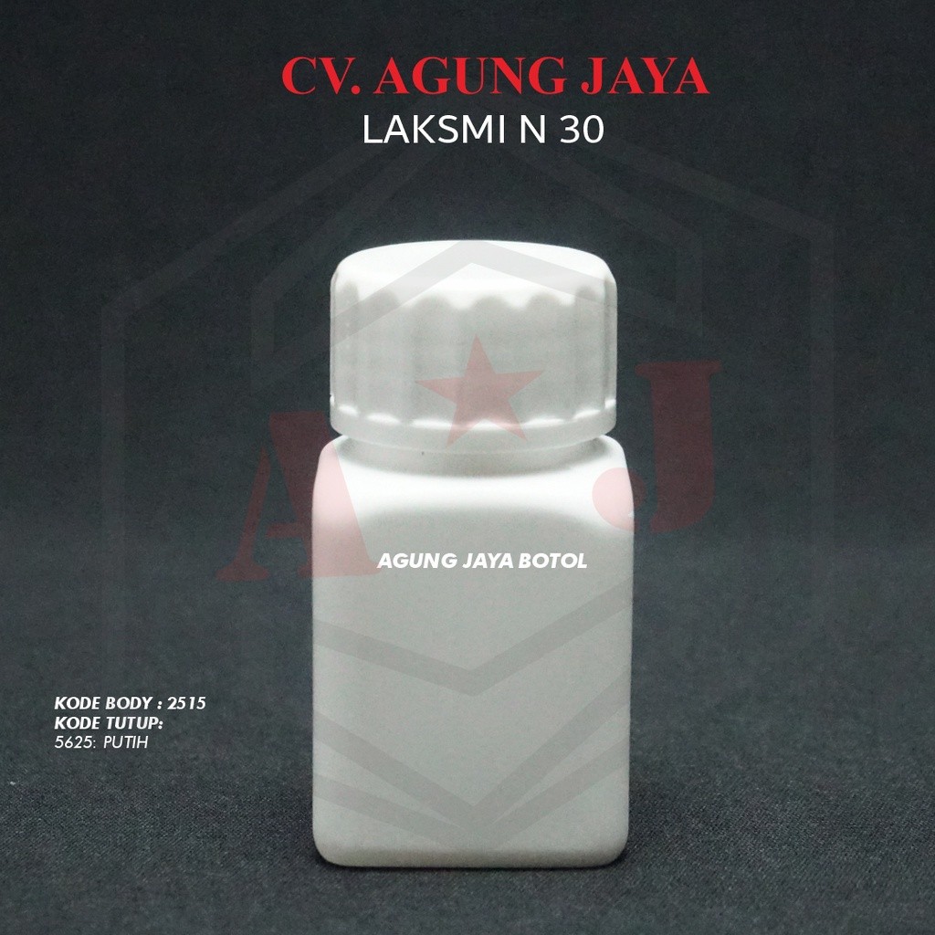 Botol Obat Kotak 30 ml / Laksmi / Botol Kapsul pelangsing / Botol kapsul 30 ml / Botol obat 15 kapsu