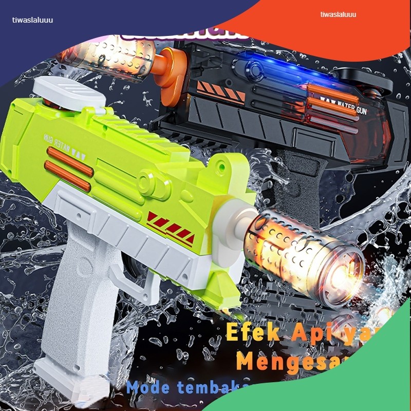 Mainan Pistol Air Anak Toy Water Gun New Automatic Uzi Children's Electric Water Gun Flash High Pres