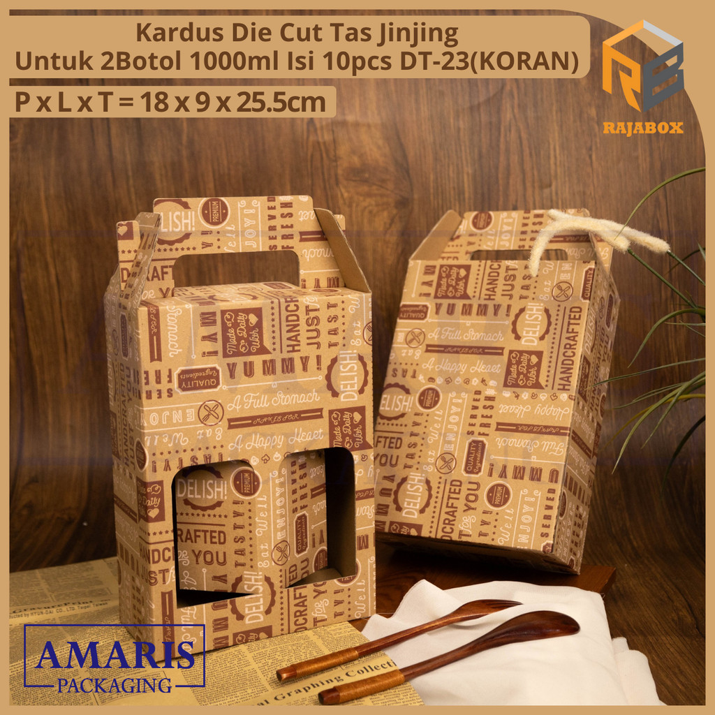

DT-23 Kardus Die Cut Tas Jinjing Isi 2 Botol 1 Lt Isi 10 Pcs RajaBox