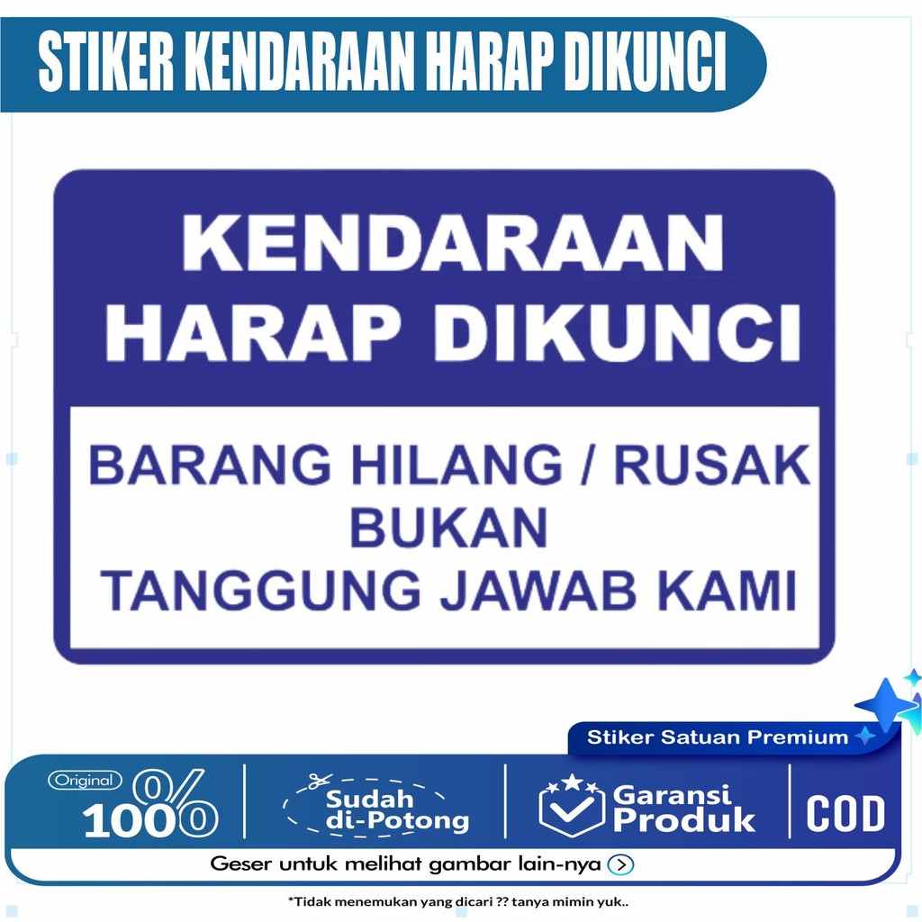 

STIKER KENDARAAN HARAP KUNCI