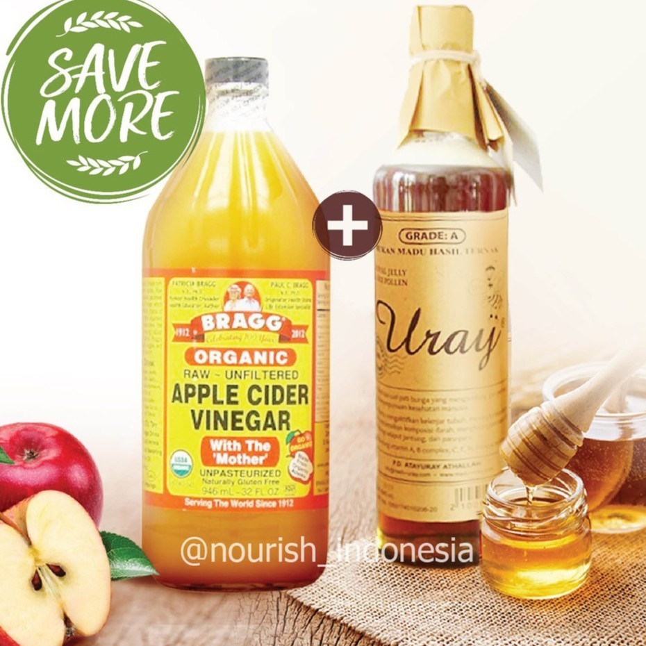 

ORGANIK - Bragg Apple Cider Vinegar 946 ml + Madu Uray 875 gram - SD2