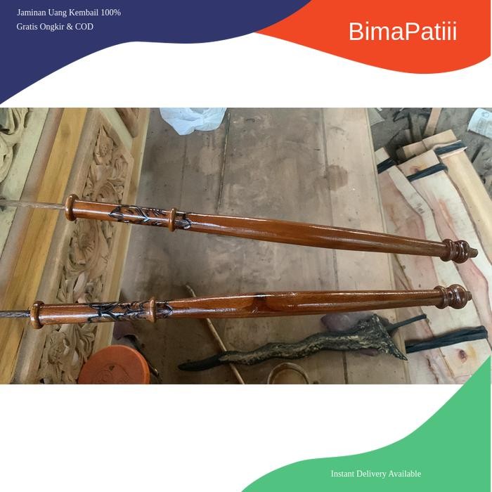 deder tombak ukir gebyog panjang  60 cm dari kayu mahoni bk Keris sengkelat majapahit mataram kartos