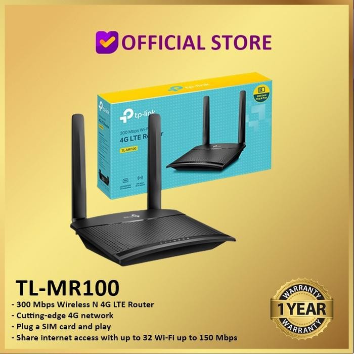 Tp-Link TL-MR100 300 Mbps Wireless N 4G LTE Router TP Link TL MR100 - MR100