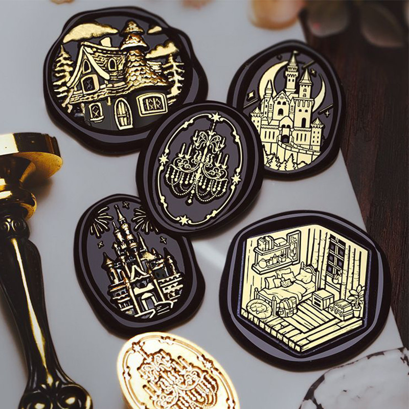 

3D Embossed Wax Seal Stamp European Style/Old Castle Sealing Stamp Head For Cards Envelopes Festival Invitations Scrapbooking