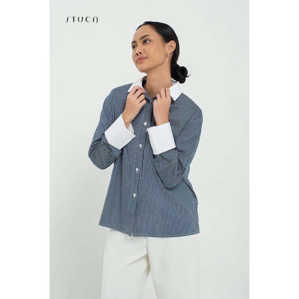 [NEW] STUCA - Kemeja Wanita - Gani Shirt (Two-Tone Long Sleeve Shirt)