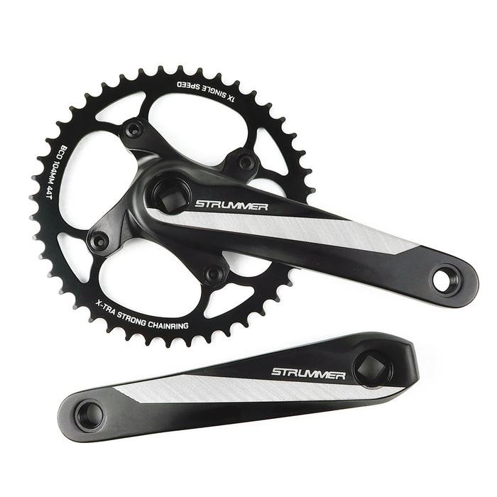 Crank Single Strummer CW7 34T 40T 44T BCD 104 Arm 165 Hitam Crankset BMX Fixie MTB Minion - 40T, BCD
