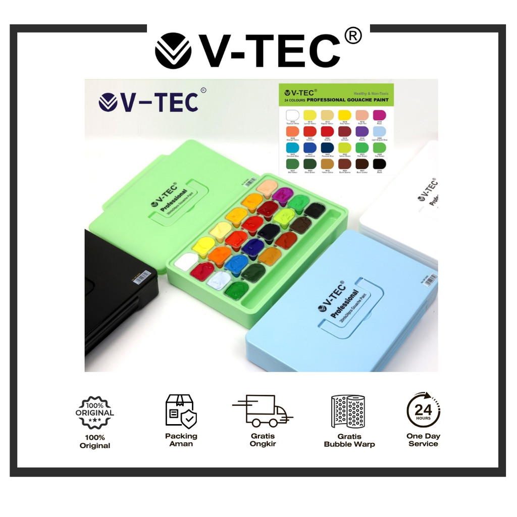 

V-TEC GOUACHE PAINT GP 1830 30ML ISI 18 WARNA // GP 2430 24 WARNA PCS
