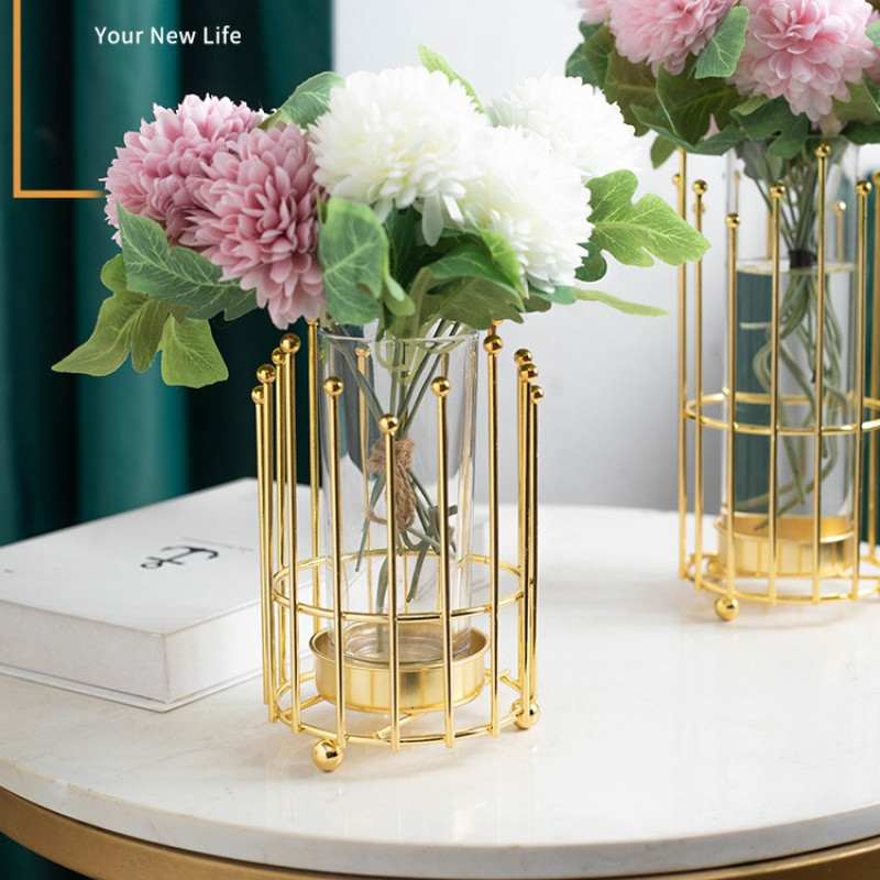 Vas Bunga Besi/vas Bunga Kaca Bening Untuk Meja Makan Dan Dekorasi Rumah