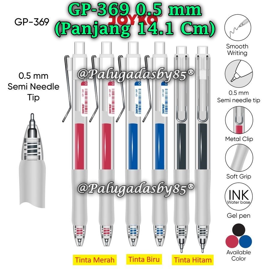 

(1 Pak/12) GROSIR Gelpen JOYKO GP-369 Metaru Gel 0.5 Hitam Gel Pen Pulpen Pena Joyko GP-369 (Pak/12)