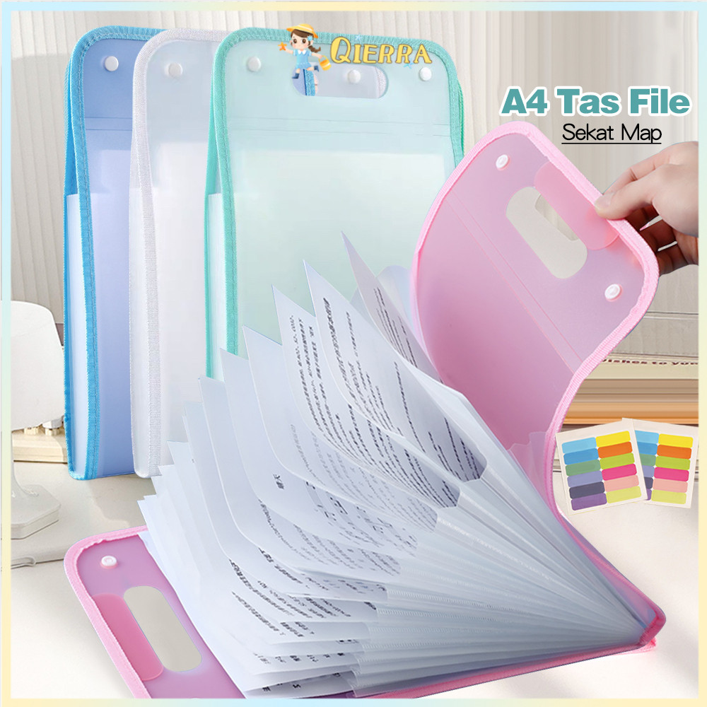 

Qierra Tas File Handle Transparan 13 Sekat A4 Map Tas Dokumen Akordeon