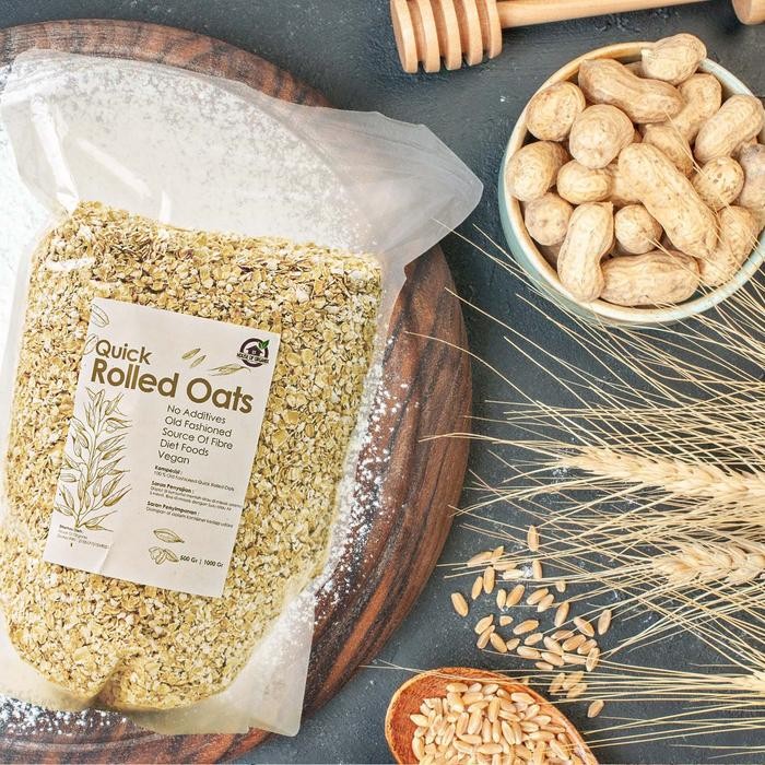 

Quick Rolled Oats (Oats Instan) 1 Kg Food gandum oat Granola Oatmeal Sereal Diet Cereal Almond Makanan bebas lemak trans 12 bulan Terlaris