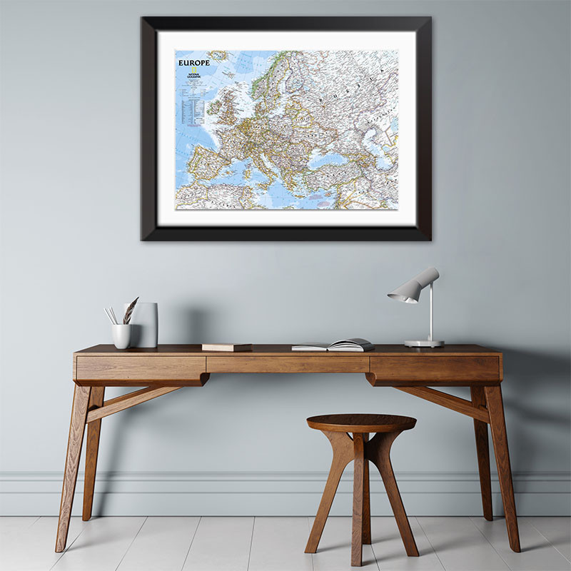 

Foldable Wall Poster The European Map English Language School Supplies Vintage Decorative Travel Map Unframed Home Decor