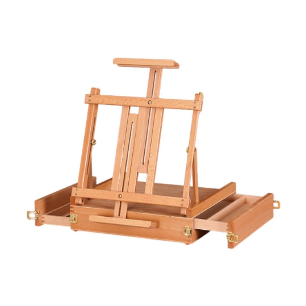 

Tabletop Easel with Double Drawers Tabletop Art Supplies Wooden Portable Sketchbox for Calssroom Desk Desktop Painting Artist