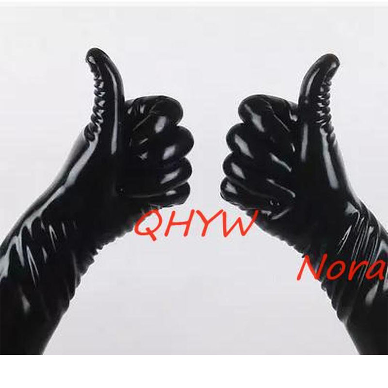 Sexy Unisex Short Gloves Mittens Latex Rubber Wrist Gloves Fetish Costume Female