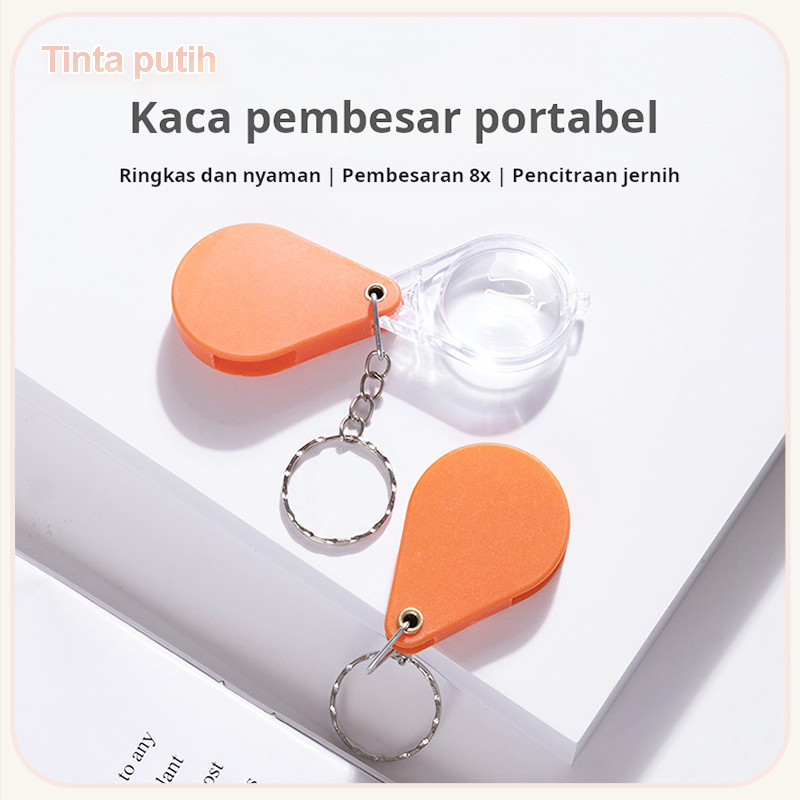 

Gantungan kunci kaca pembesar portabel mini, identifikasi bacaan, kaca pembesar lipat pembesaran tinggi, tidak menyakiti mata