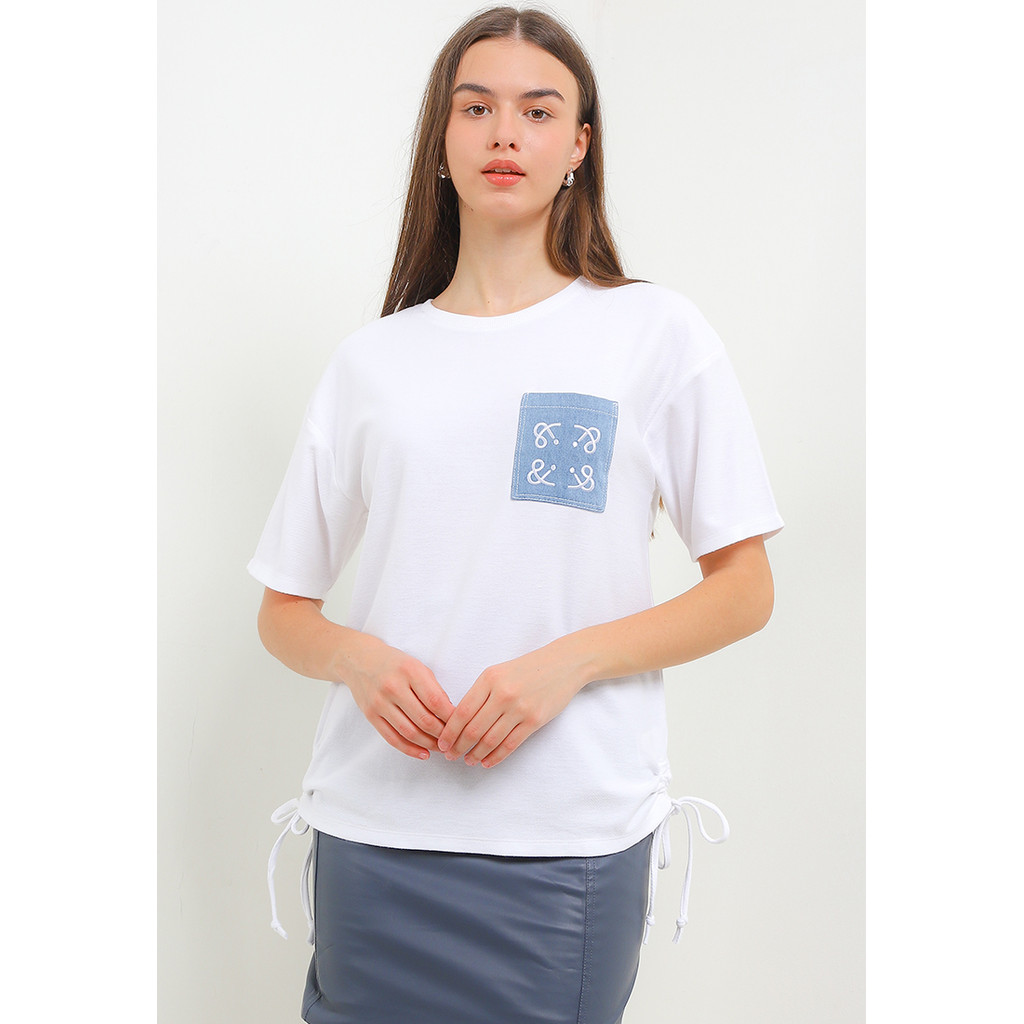 X EIGHT Garvita Tops - Kaos Couple Keluarga Saku Denim Bordir - Family Collection