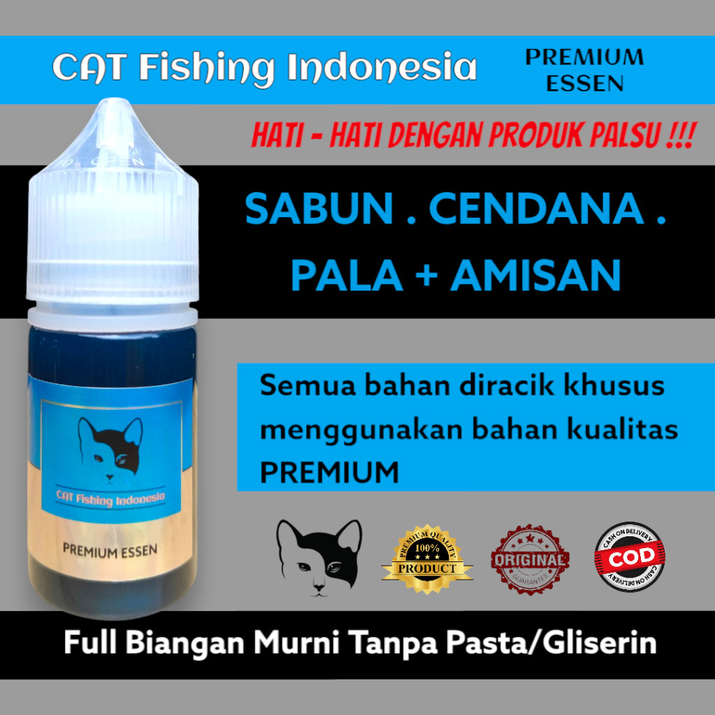 

CAT PREMIUM Essen Oplosan Sabun Cendana Pala Umpan Pancing Ikan Rame & Indukan 15ml 30ml