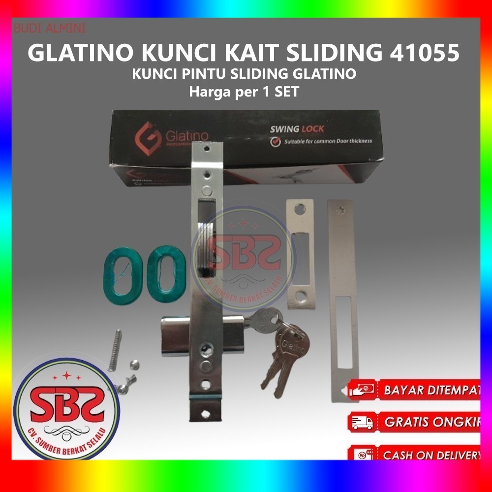 GLATINO Kunci Pintu Sliding KAIT Glatino 41055 / Kunci Pintu Almunium Sliding / Kunci Kait Pintu
