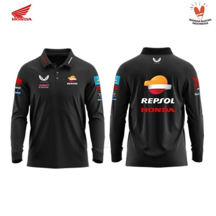 Longsleeve Polo shirt Tshirt Kaos Kerah Lengan Panjang Team Repsol Honda MotoGP Kaos Mobil Kaos Moto