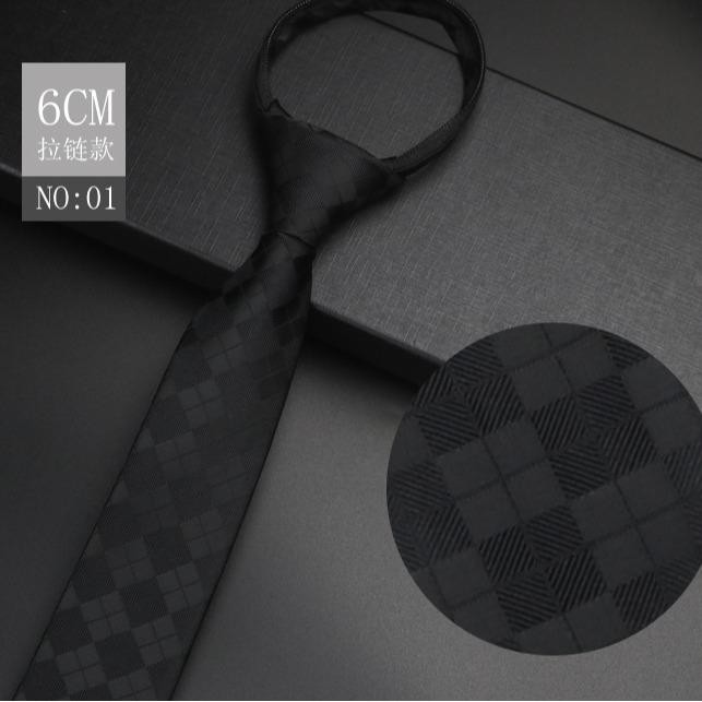 KIAMA - DASI ZIPPER DASI JADI DASI PRIA DASI FORMAL HITAM 6CM FREEBOX - Zipper 1