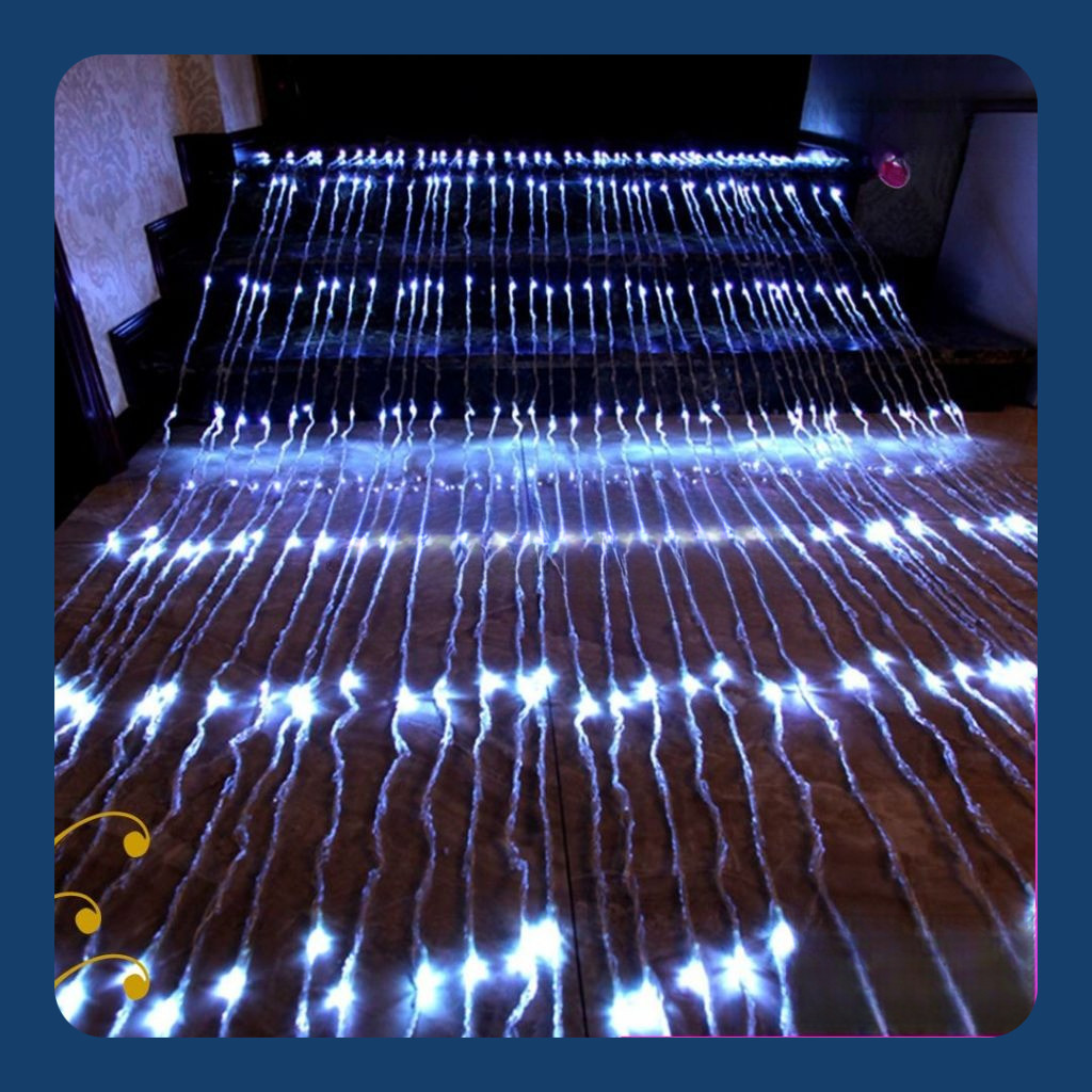 Lampu Air Terjun 3x3 Meter Waterfall Lighting Lampu Tirai Hujan LED Dekorasi