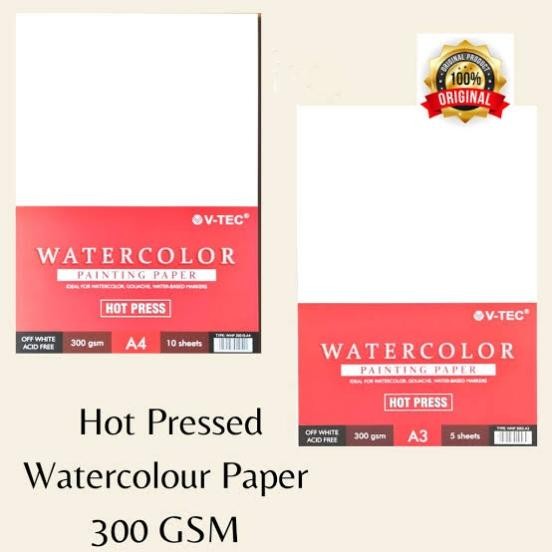 

【M-MT】FLASH SALE!!! HOT PRESS PRESSED WATERCOLOR PAPER KERTAS GAMBAR LUKIS CAT AIR A3 A4 - A4 isi 10lbr