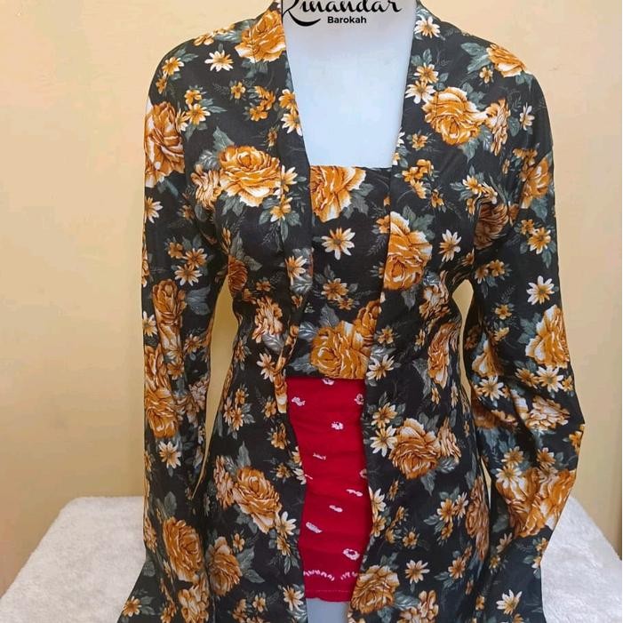 

Kebaya Kutubaru Motif Bunga Wanita Dewasa Atasan - Random, M