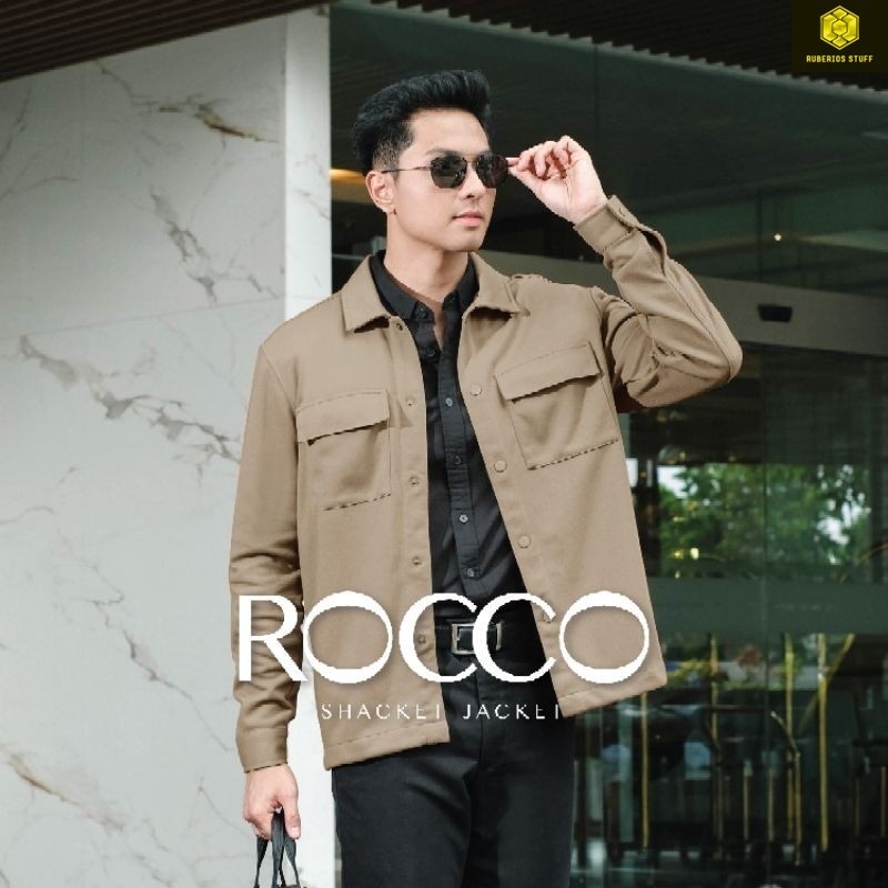 CUTOFF Rocco Shacket Jacket Double Knit Poly Stretch Snap Button Outer Polos Pria