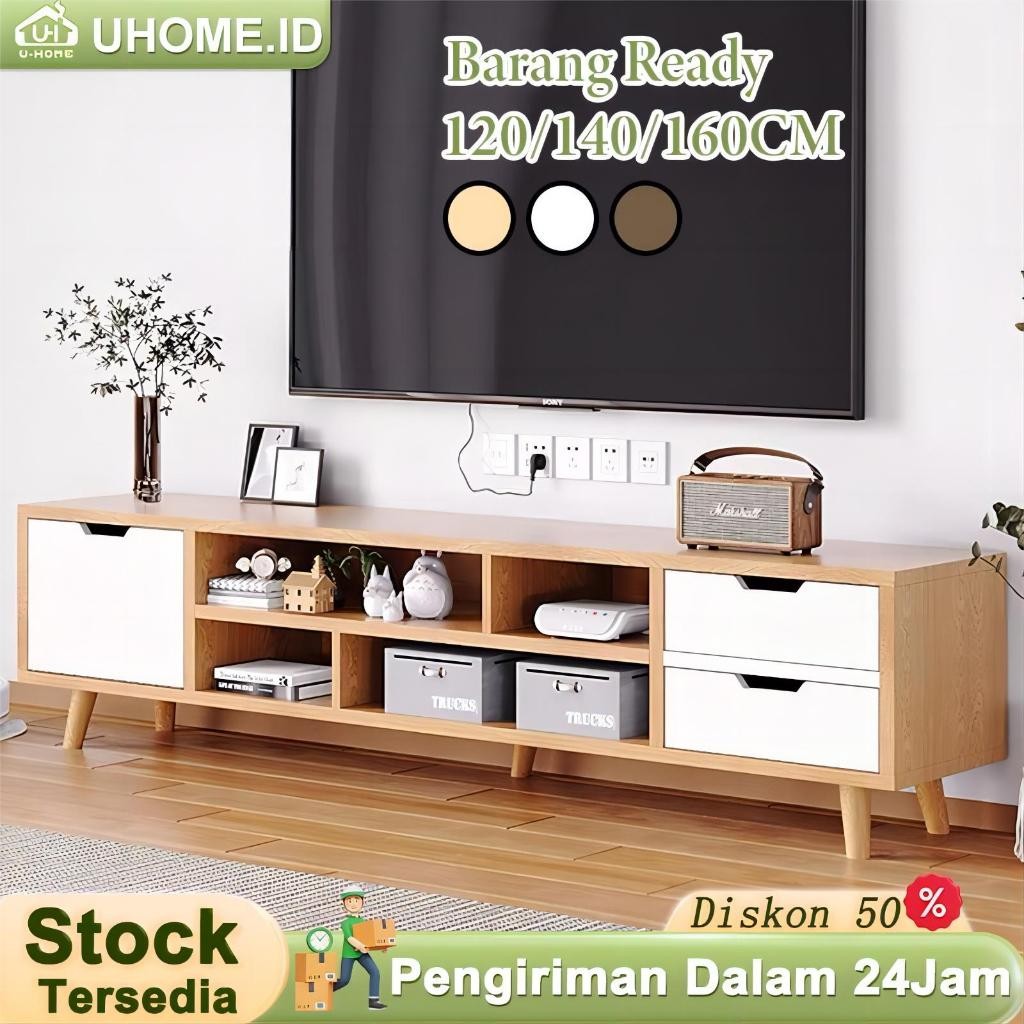 Meja TV 140CM Rak TV Minimalis Modern Kabinet TV Kayu Serbaguna Buffet TV Murah Awet