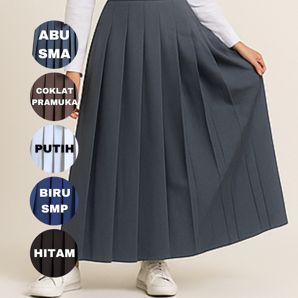 ROK SMA ABU ABU SEKOLAH BAPING SMP LIPIT PRAMUKA PUTIH SERAGAM COKLAT REMPEL HITAM BIRU PANJANG