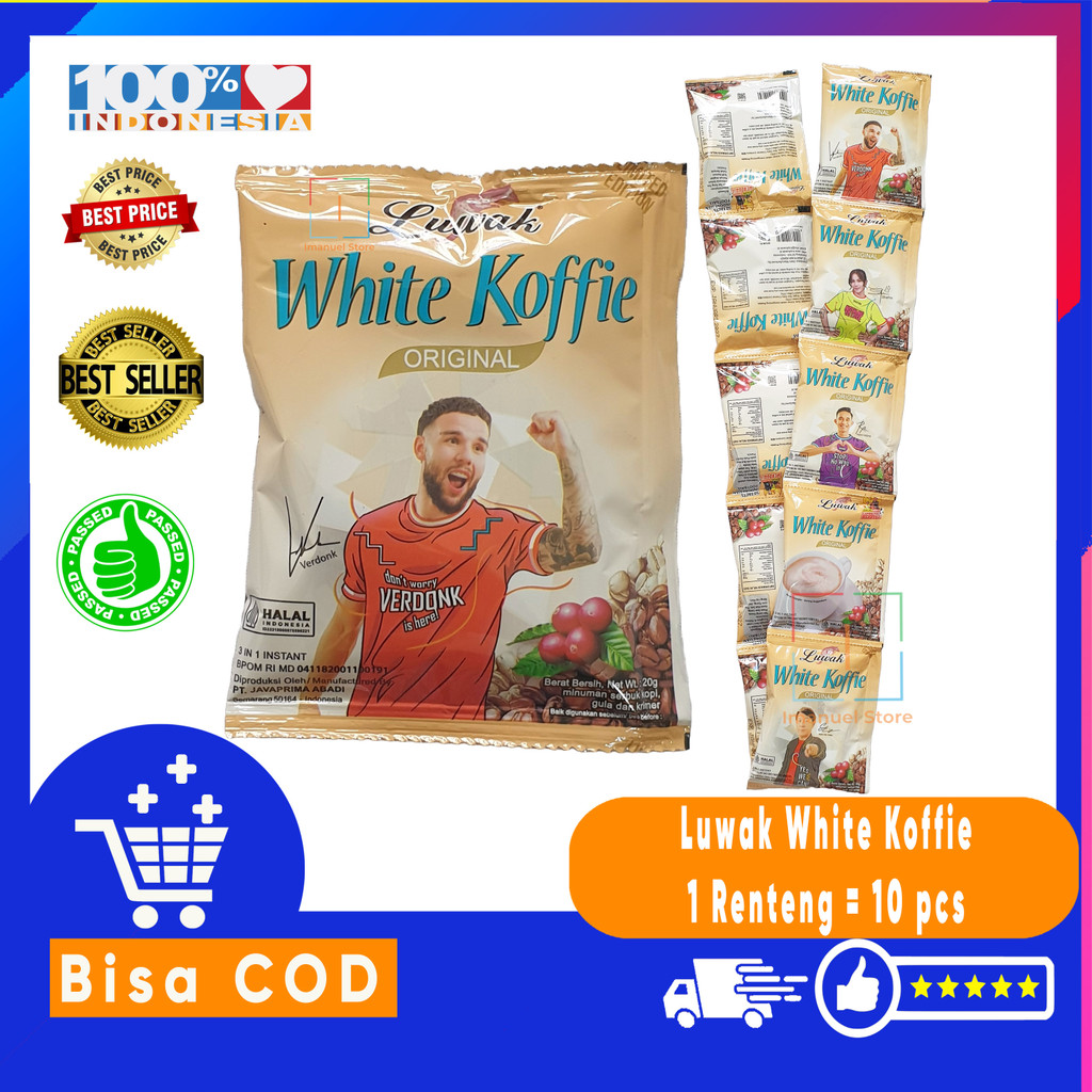 

1 Renteng Kopi Instan Luwak White Koffie 3 in 1 Kopi Instan Berat Bersih 20gram (isi 10 pcs)