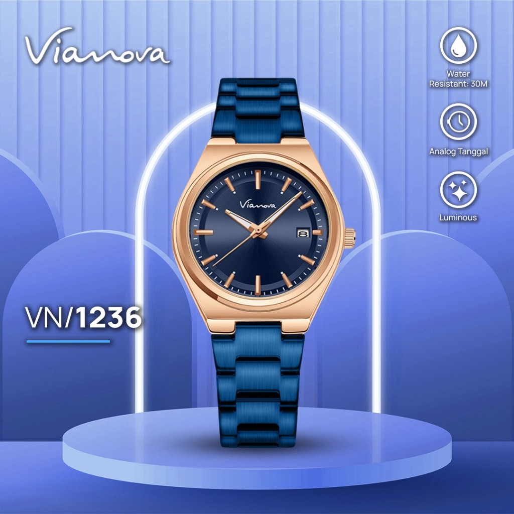 VIANOVA Watch - Jam Tangan Wanita Analog Original Anti Air 1236 Kualitas Jepang Jam Tangan Cewek