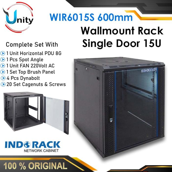 Rack Server Indorack 15U WIR6015S Wallmount Rack Single Door 15U