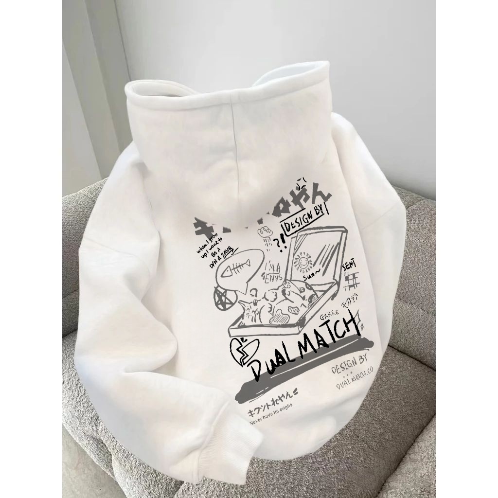 Jaketni shop Oversize Hoodie Wanita  Korean Style Oversize Hoodie Sweater   (Cetak pola kartun Jepan