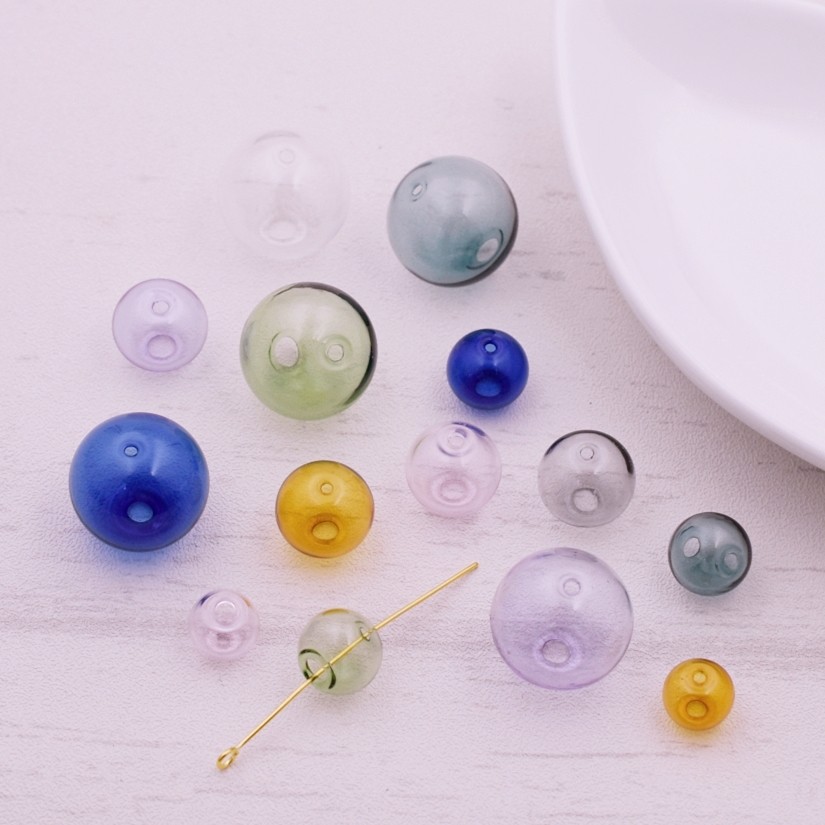 

10pieces Double Hole 10-20mm Color Glass Ball Globe Beads Hollow Glass Bottle Vial Jewelry Making Accessories Findings