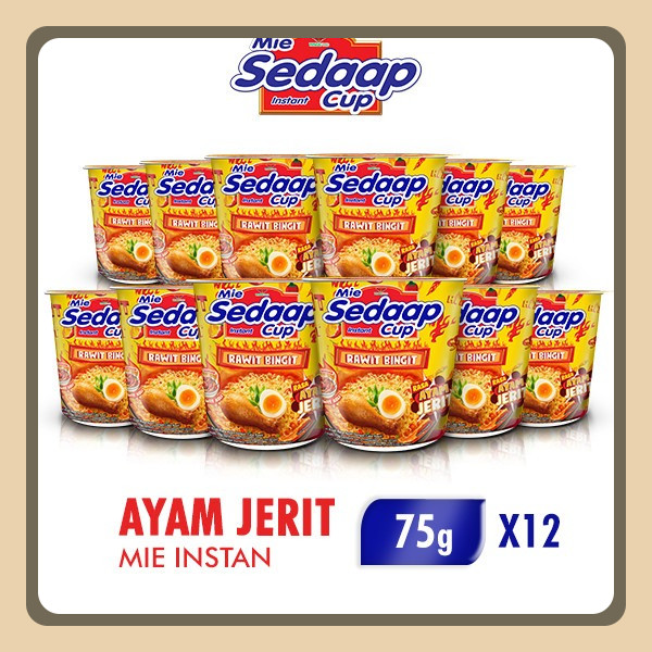 

Sedaap Mie Instan Cup Ayam Jerit Pedas 75 Gr X12