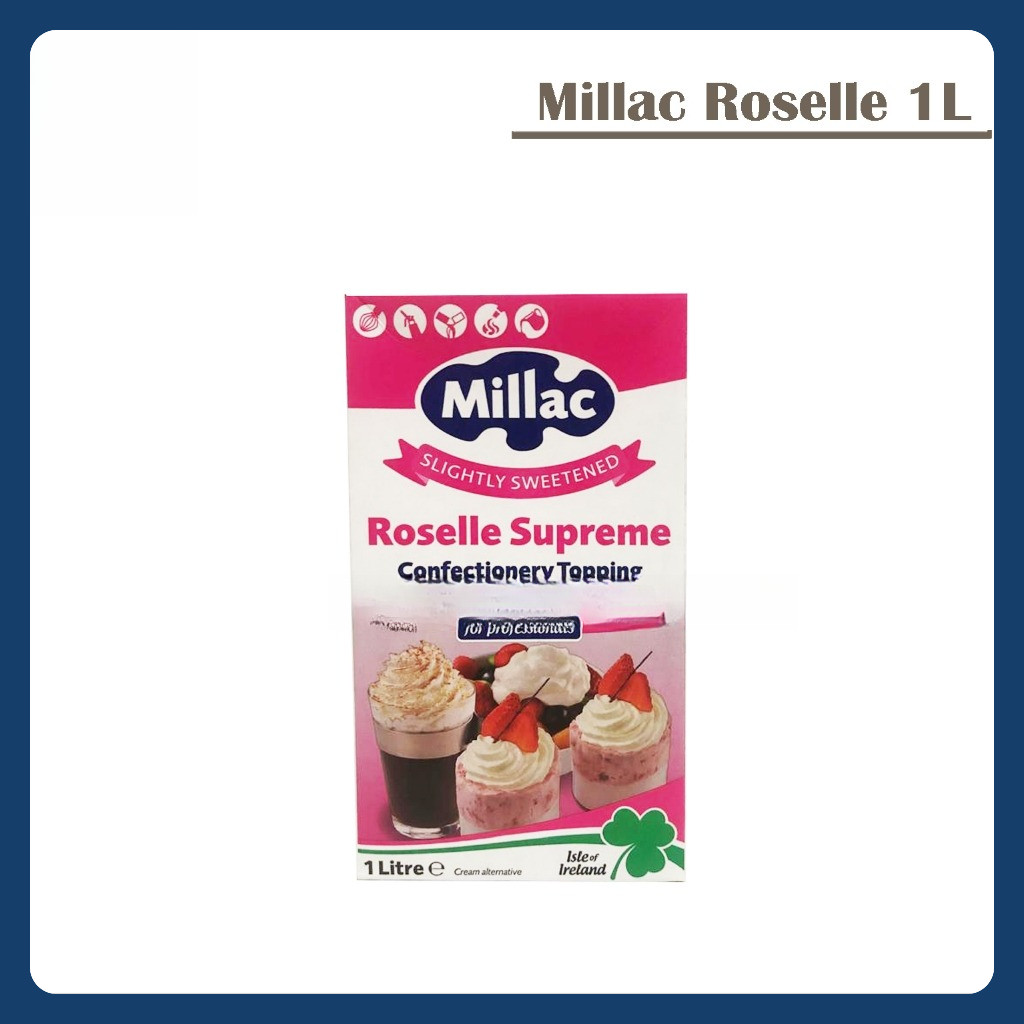 

MILLAC ROSELLE SUPREME WHIPPING CREAM 1 L / DAIRY WHIP CREAM COOKING MILAC 1L Liter Ltr