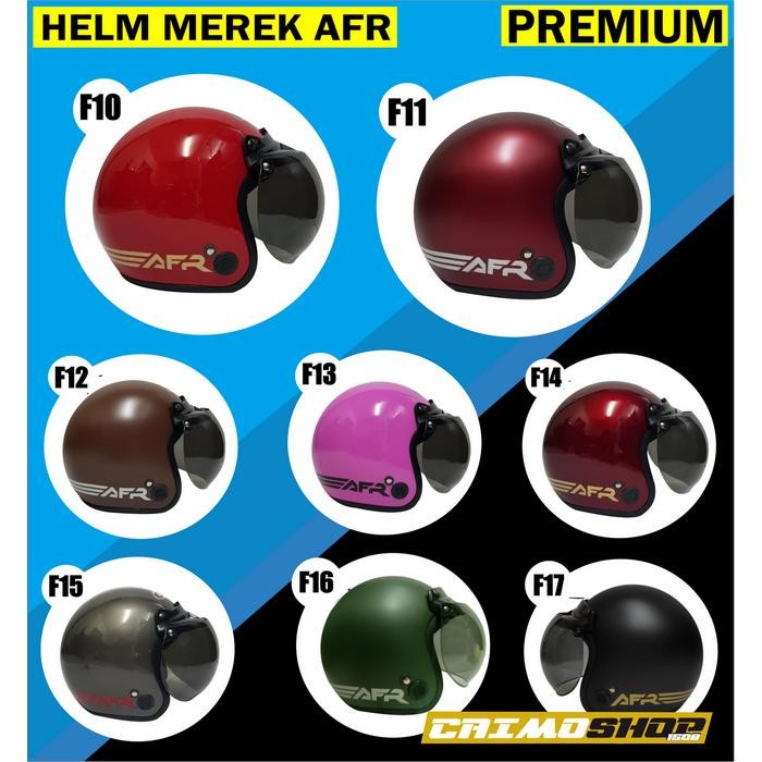 Sale  HELM RETRO BOGO POLOS LIST AFR DEWASA SNI FULL LEHER - CLASSIC & AFR, HELM TANPA KACA Happy Sh