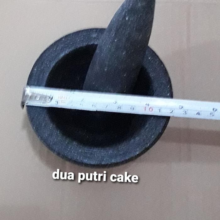 LUMPANG BATU BUBUT + ALU TUMBUKAN BATU ASLI 12CM