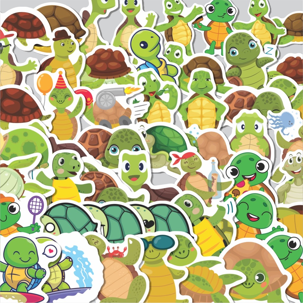 

Stiker Cutting Pack Sticker Hewan Kura Kura Isi 100Pcs Series Aesthetic Lucu Keren Untuk Koper Bahan Vynil