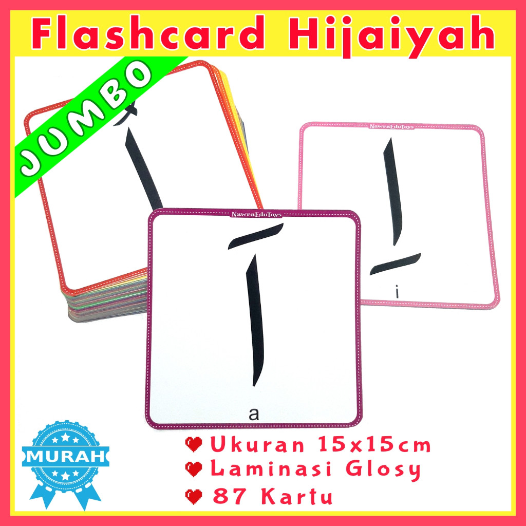 Flashcard JUMBO HAROKAT Ukuran Besar, Kartu Pintar Belajar huruf hijaiyah Jumbo, Flash Card Hijaiyah